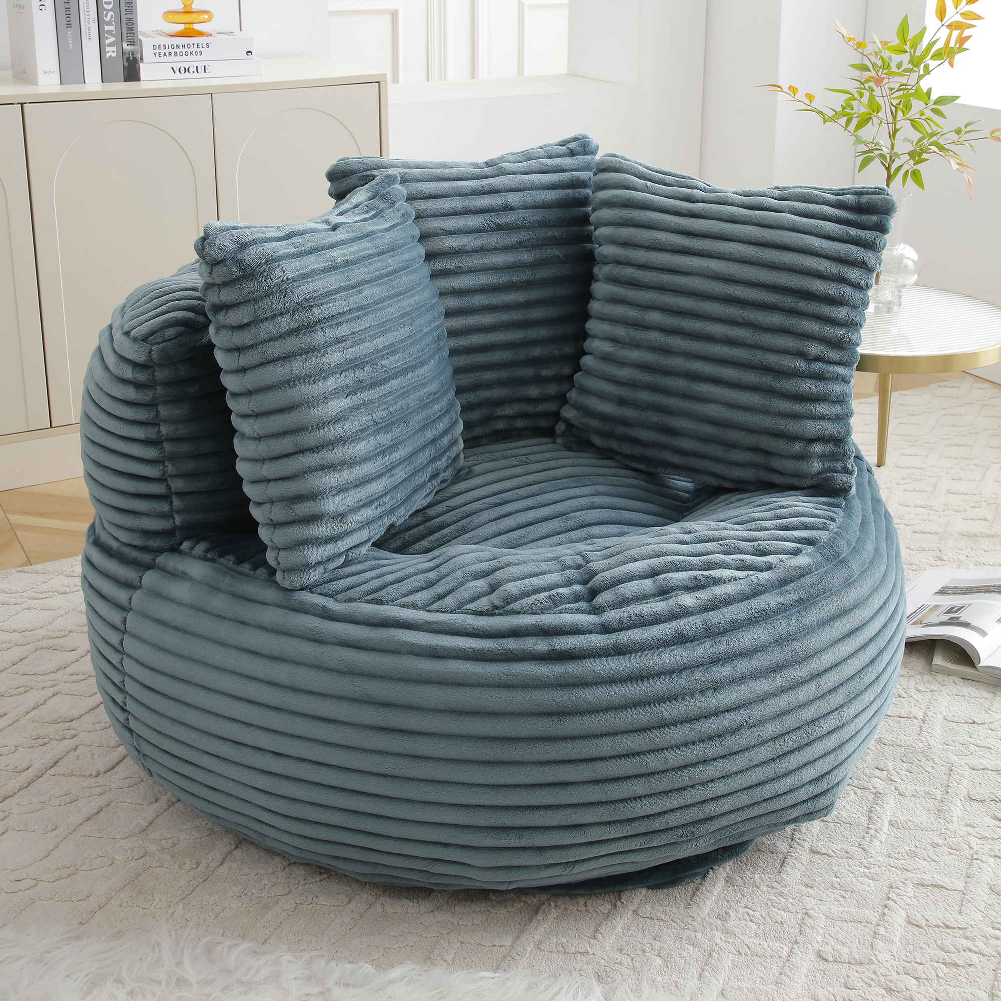 Miniyam 45"x40"x24" Large Bean Bag Couch, High-Density Support Foam, Ergonomic Design (Turquoise)