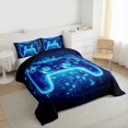 thumbnail image 3 of Manfei Neon Gamepad Bedding Comforter Set 2pcs for Boys, Teens Gamer Twin Comforter Sets, Black Blue Stereoscopic Cubes Bedding Set, Lightweight Room Decor, 3 of 8
