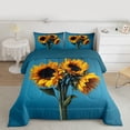 thumbnail image 2 of jejeloiu Yellow Sunflower Twin Comforter Sets,Rustic Flower Floral Bedding Set For Girls Kids 2-Piece, 2 of 8
