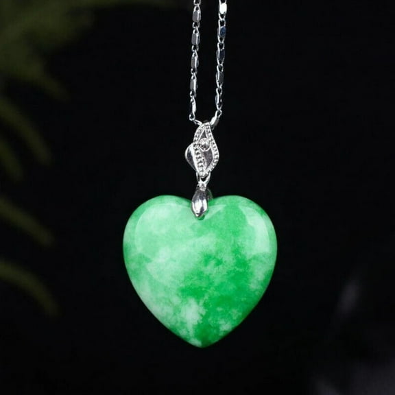 Natural Jade Heart Pendant Dry Green Poplar Green Simple Jewelry -