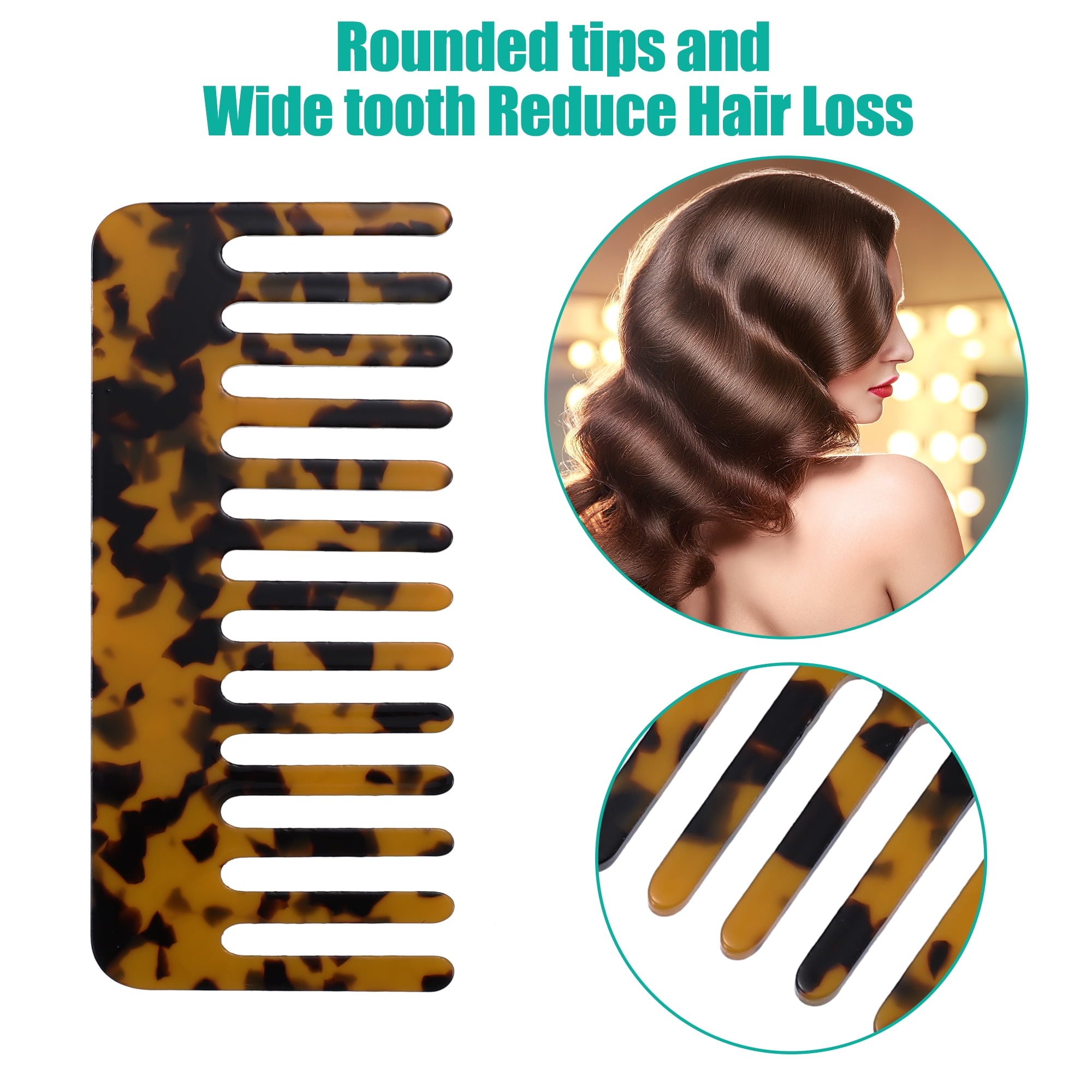 Unique Bargains 2 Pcs Hair Comb Wide Tooth Hair Care Detangling Comb Brown