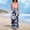 Blue, variant on Women's Casual Ethnic Palazzo Pants, High Waist Drawstring Elastic Waist Wide Leg Boho Flowy Pants Side Split Hem Summer Beach Daily Bottoms, Blue 2XL
