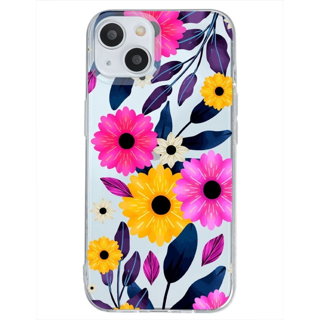 Funda Para iPhone 13 Mini Flores Amarillas y Magenta Uso Rudo InstaCase Protector para iPhone 13 Mini Antigolpes Case Flores Amarillas y Magenta