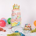 thumbnail image 3 of Globo de pie con forma de pastel de feliz cumpleaños, globo para fiesta de cumpleaños con base, diseño de fiesta de cumpleaños, decoración de ambiente con globos, 3 of 8