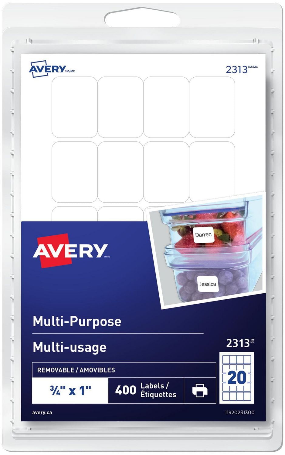 Avery Multi-Purpose Removable Labels for Laser and Inkjet Printers, ¾" x 1" - 2313