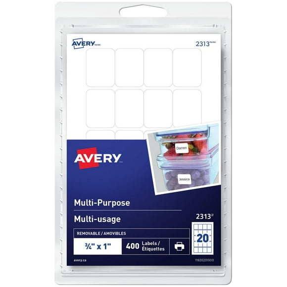 Avery Multi-Purpose Removable Labels for Laser and Inkjet Printers, ¾" x 1" - 2313