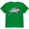 thumbnail image 1 of Merry Christmas Manatee Floaty Potato Youth T Shirt Irish Green YXL, 1 of 1