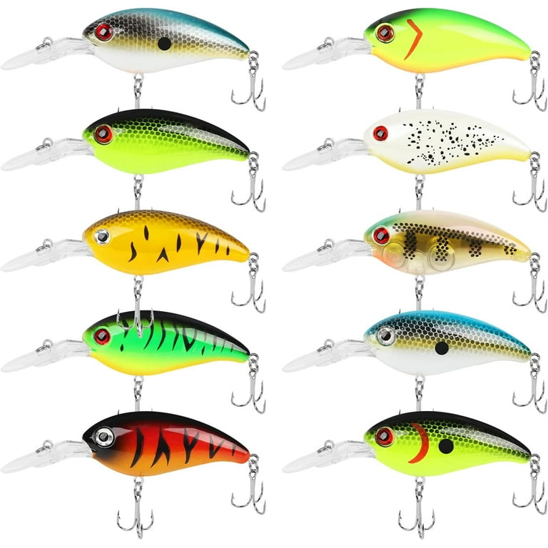 10Pcs Deep Diving Crankbaits Wobbler Fishing Lures 3.94in Swimbait Hard  Baits for Bass Trout Freshwater and Saltwater