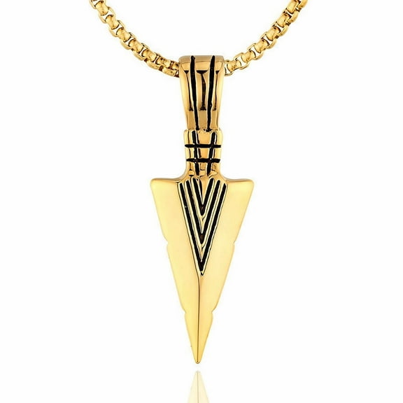 Starchenie Gold Arrowhead Pendant Necklace Spear Point Stainless Steel Jewelry for Men