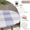 thumbnail image 3 of Purple Plaid Round Tablecloth for 55-60 Inch Tables,Fitted Table Cover with Elastic Edge,Spring Summer Farmhouse Buffalo Checkered Waterproof Outdoor Table Cloth Protector for Patio Garden Dinner, 3 of 9