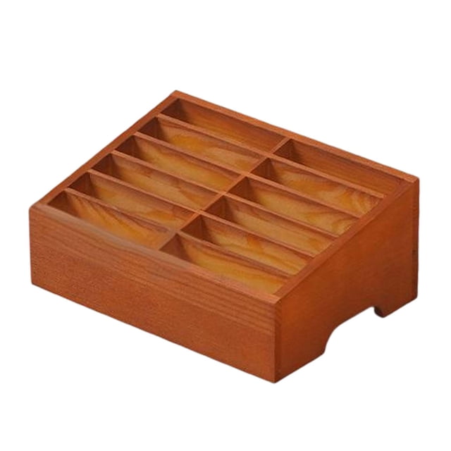 Siruishop Phone Storage Box Mobile Phone Management 12 Grid Decorative Rectangular Wooden Save Space Smartphone Storage Rack for Office Brown