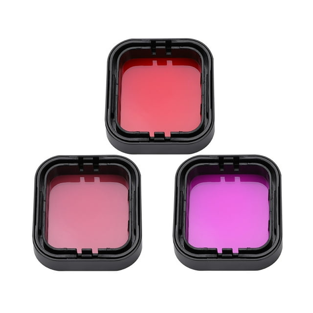 JUEGO DE FILTROS DE BUCEO DE 3 PIZAS, ROJO, ROSA Y MORADO, PARA 5/6, Adecuado para cámara de accio 5/6, y se usa con carcasa impermeable, se usa para mejorar los colores y