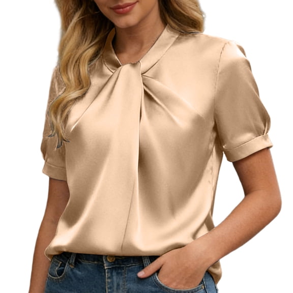 yillto Womens Summer Tops V Neck Business Blouse Pullover Lightweight Loose Casual Office Dressy Shirts