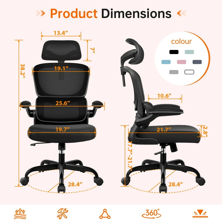 Coolhut Ergonomic Office Chair, High Back Mesh Chair with Lumbar