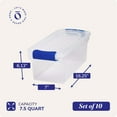 thumbnail image 4 of HOMZ 7.5-Quart Plastic Storage Bins with Latching Lids, Clear/Blue, 10 Pack, 4 of 10