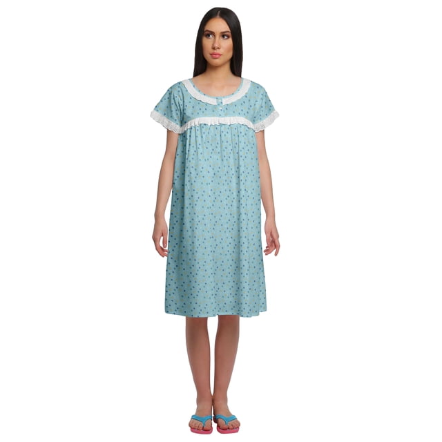 Moomaya Nuisette en Dentelle de Coton pour Femmes Col Rond