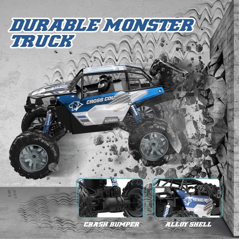 Carro DEERC RC, Monster Truck de controle remoto com 2 baterias para 40  minutos de jogo, todo o terreno 2,4 GHz RTR - Dular