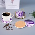 thumbnail image 2 of Geichan Purple Agate Coasters for drinks with Gold Holder,Absorbent Marble Coasters Set with Cork Base for Tabletop Protection,Stone Coasters for Coffee Table Kitchen Decor Gift Women Cup Bar Coasters, 2 of 8