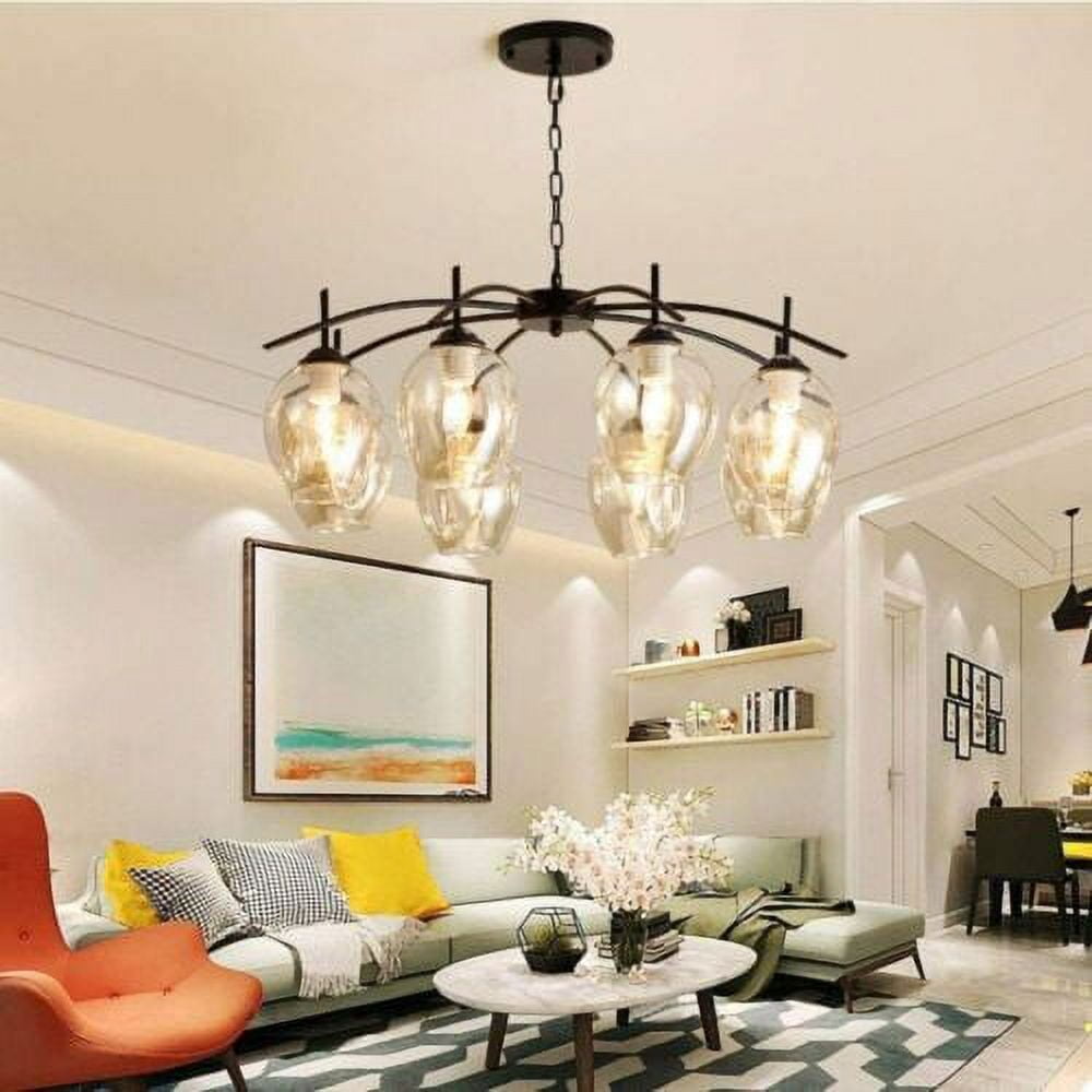 KPIBEST 8-Light Farmhouse Chandelier Black Pendant Light Fixtures for Dining Room Living Room Island Kitchen Foyer Bedroom