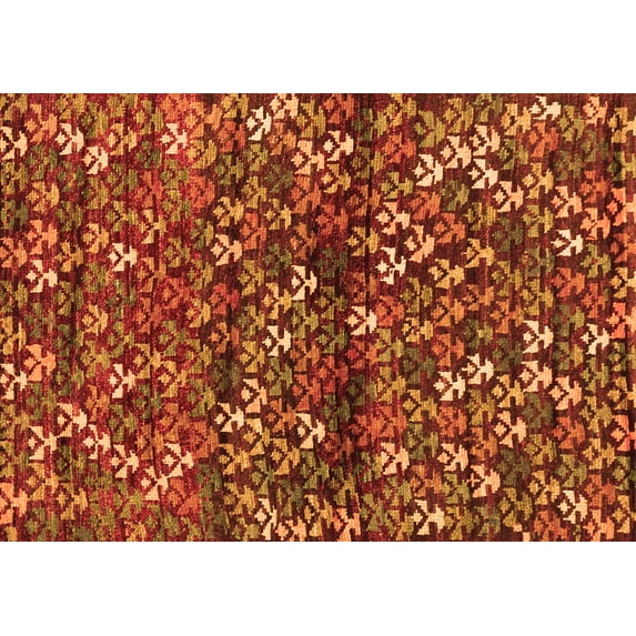 Ahgly Company Indoor Rectangle Abstract Orange Contemporary Area Rugs, 6' x 9'