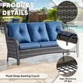 thumbnail image 4 of PARKWELL Outdoor Wicker Furniture,6-Piece Luxury Patio Rattan Conversation Set with Fire Pit Table,Weather-Resistant High Back Wicker Sofa and Swivel Glider for Garden Deck,Gray Wicker Navy Cushions, 4 of 9