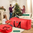 thumbnail image 4 of Yexmas 3 Pack Large Christmas Tree Storage Bag,Fits up to 7.5 ft Artificial Trees,Christmas Wreath Garland Storage Bag,Christmas Ornament Storage Box,Reinforced Handles & Zipper,Red, 4 of 7