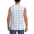 thumbnail image 4 of Bingfone Blue Checkboard Pattern Men's Tank Tops Workout Sleeveless Tee Shirts Running Beach Tanks for Men-Large, 4 of 8