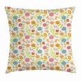 thumbnail image 1 of Spring Throw Pillow Cushion Cover, Hand Drawn Doodle Tulips and Daisy Petals Composition Designed with Butterflies, Decorative Square Accent Pillow Case, 16 X 16 Inches, Multicolor, by Ambesonne, 1 of 2