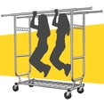 thumbnail image 3 of 610 lbs Heavy Duty Clothes Rack on Wheels Adjustable Garment Rack with Shelves Collapsible Rolling Coat Rack,Chrome, 3 of 12