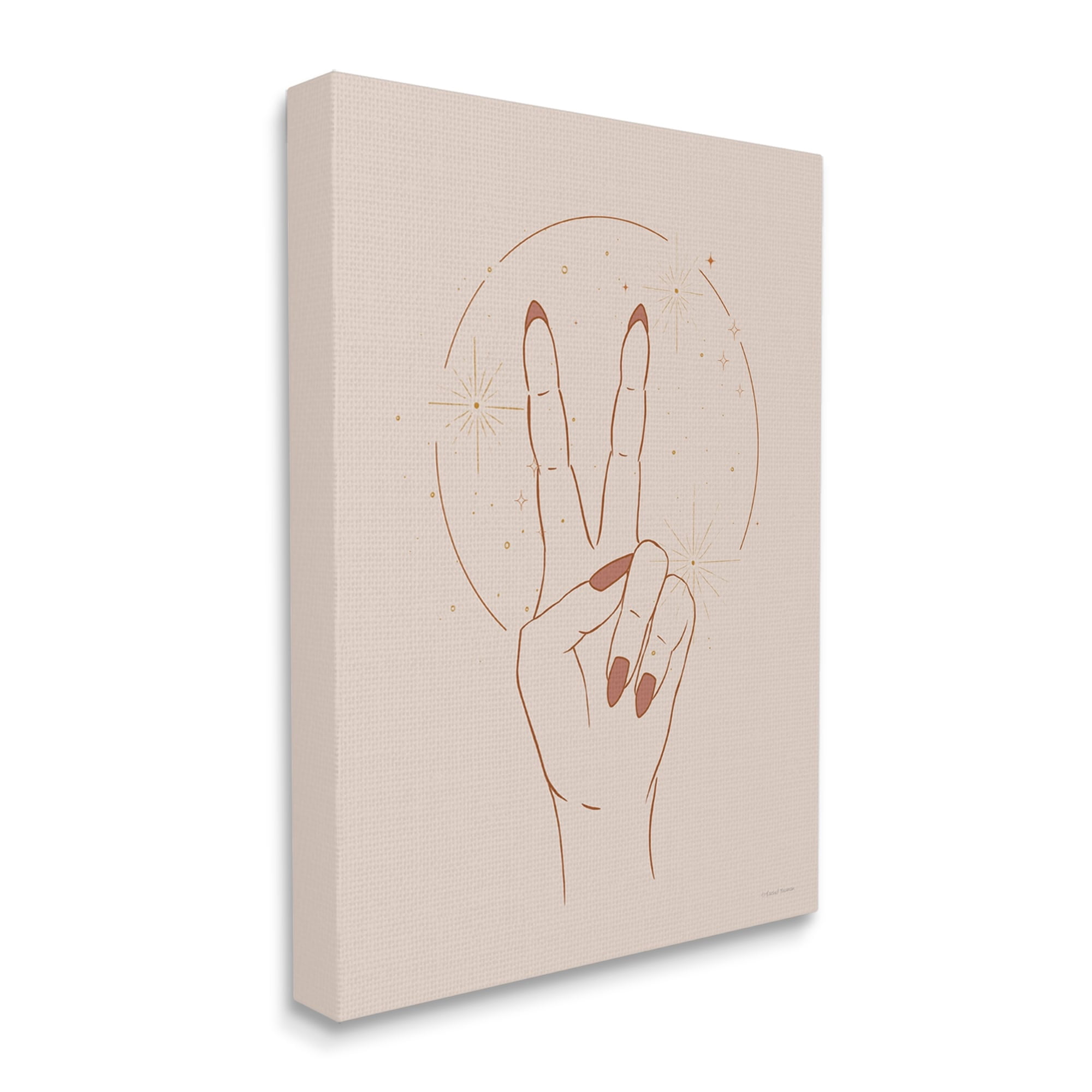 Stupell Industries Casual Peace Sign Hand Symbol Painted Nails Canvas Wall Art, 16 x 20, Design by Rachel Nieman