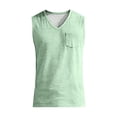 thumbnail image 6 of Men's Solid Color V Neck Tank Top Chest Pocket Sleeveless Casual Summer Beach Vacation Athletic Vest, XL, 6 of 9