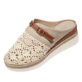 thumbnail image 2 of Samdudou Casual Shoes for Women Closed Toe Slip On Mules Intricate Crochet Mesh Upper with Buckle Strap Espadrille Sole Outdoor Walking Footwear Summer Getaways, 2 of 9