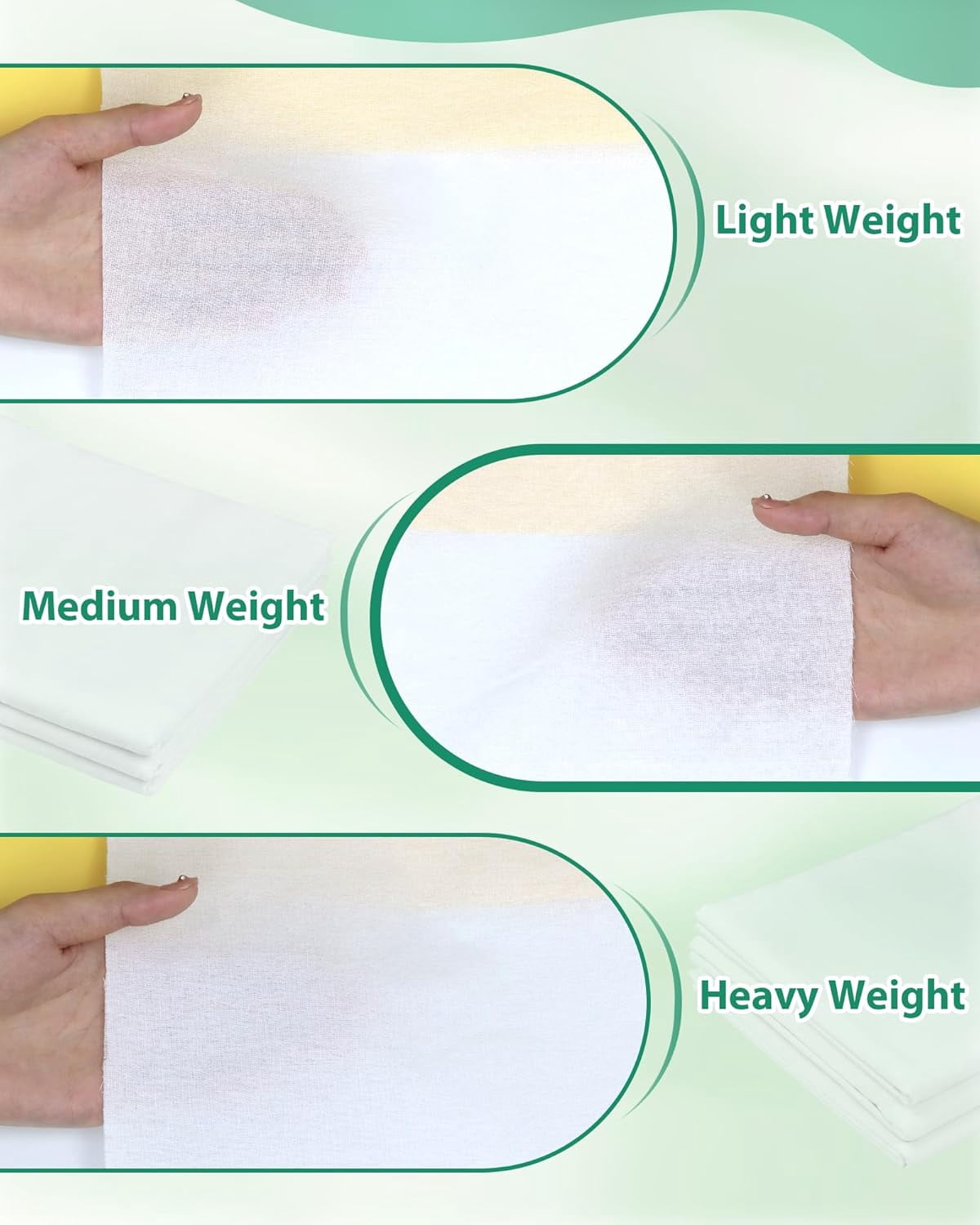 Woven Cotton Iron-On Fusible Interfacing: 44 inch X 2 Yards White Lightweight 100% Cotton Single-Sided Interfacing for t-Shirt Blouses Dress Collars DIY Crafts Supplies