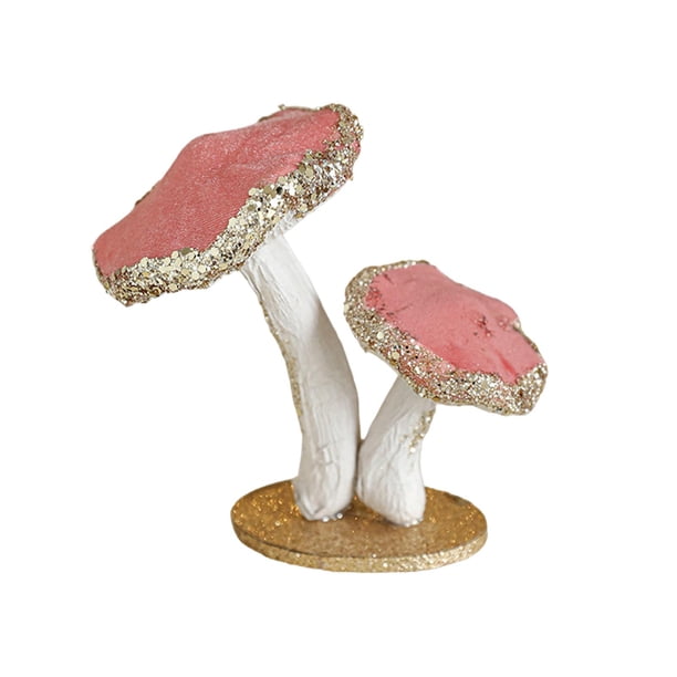 Decoración de mesa navideña Centro de mesa para cena Comedor Estatua de espuma de café 2 hongos rosados