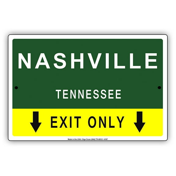 Nashville Tennessee Exit Only With Pointer Arrow Direction Way Road Signs Alert Caution Warning Aluminum Metal Sign 8"x12" Plate