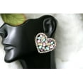 thumbnail image 3 of Fashion Heart Metal Hollow Stud Earrings for Women  Luxury Bling Color Crystal Party Jewelry Aesthetic Accessories, 3 of 5