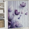 thumbnail image 5 of Shangniulu Flower Shower Curtain, Abstract Themed Modern Futuristic Image with Water Like Colored Artwork Print, Cloth Fabric Bathroom Decor Set with Hooks, 5 of 6