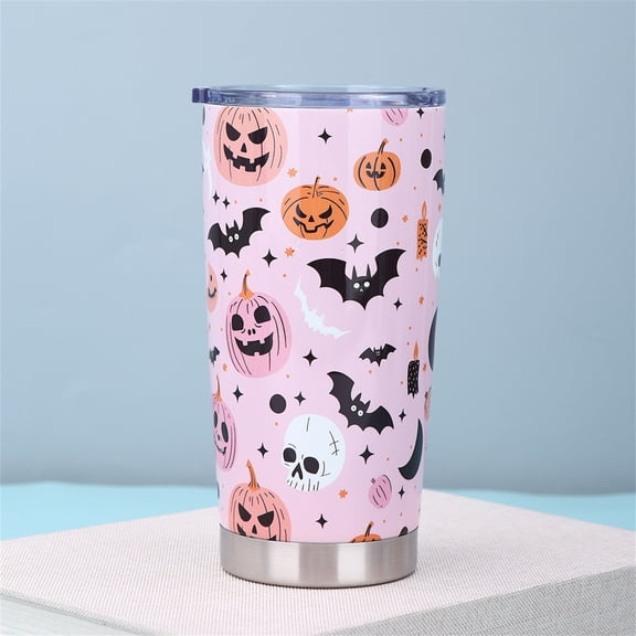 Insulated Tumbler, Halloween Tumbler, Stainless Steel Tumbler, Halloween Coffee Tumbler, Spill Proof Tumbler with Straw, 7X3.5 Inch Portable Travel Car Cup with Fun