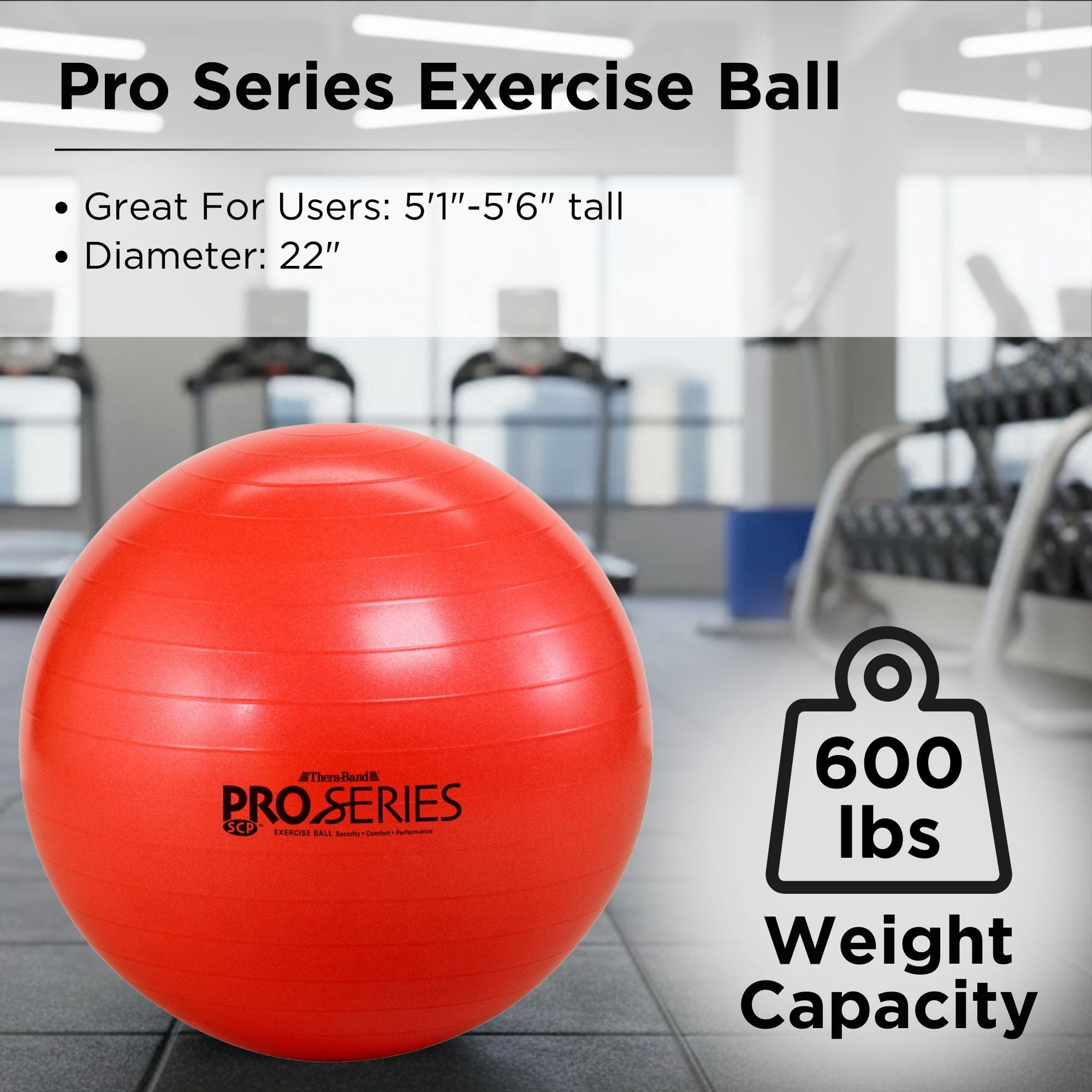 THERABAND Pro Series Stability Ball, 55 cm, Red, 1 Pack
