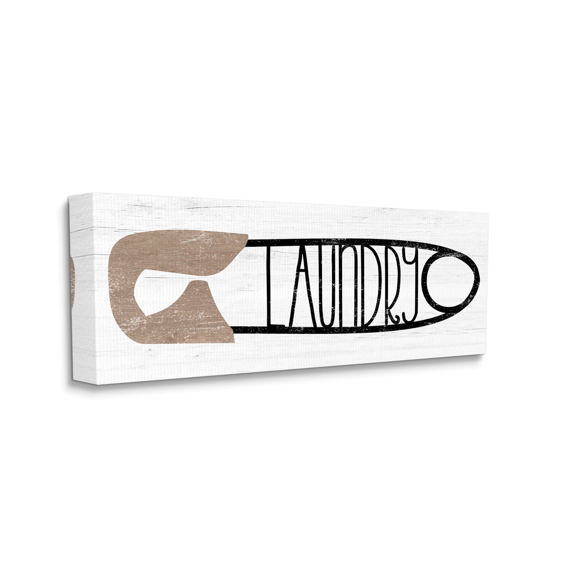 Stupell Rustic Laundry Clothespin Shape Typography Painting Gallery Wrapped Canvas Print Wall Art