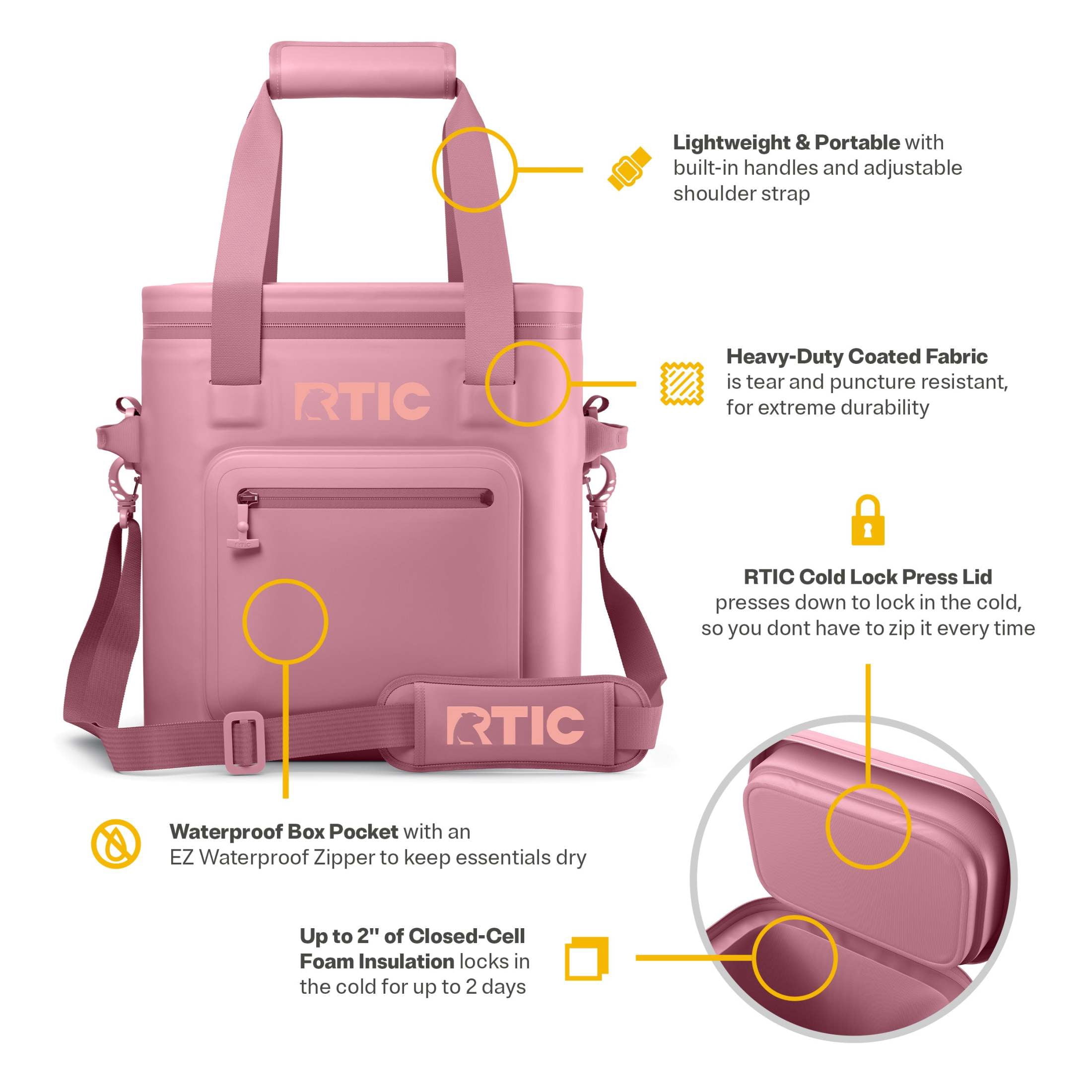 RTIC 20 Can Ultra-Tough Soft Cooler Pro, Leakproof Cooler, Waterproof Zipper, Snapdragon