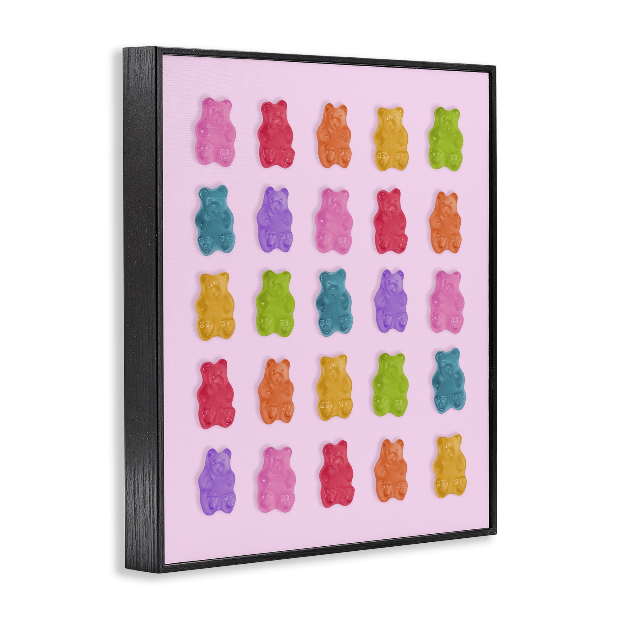 Stupell Industries Pastel Gummies on Pink Black Framed Giclee Art, design by LISH Creative