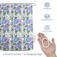 thumbnail image 4 of Spring Hydrangea Shower Curtain for Bathroom, Watercolor Purple Pink White Floral Leaf Butterfly Waterproof Cloth Fabric Bathroom Accessories Set with 12 Rust Proof Plastic Hooks, 72"x78", 4 of 9
