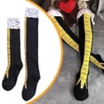 thumbnail image 2 of Calcetines de patas de pollo de dibujos animados, 2 pares para viajes, cumpleaños, regalos, compras, deportes callejeros. negro y amarillo, 2 of 9