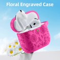 thumbnail image 3 of Comvin for Apple AirPods 4 Case Cover 2024 with Cleaner Kit & Keychain, Cute Flower Engraved Silicone Case for Airpods 4th Generation for Women, RosePink, 3 of 9