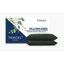 Delara TENCEL™ Lyocell Queen Pillowcases, 21" x 32", Pack of 2, Cooling, Moisture-Wicking, Breathable, Forest Green