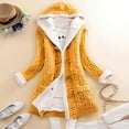 thumbnail image 2 of mihongmao New & trending, Winter Coats for Women Women Casual Knit Button Long Sleeve Thick Warm Hooded Cardigan Coat,2024 Clearance Yellow S, 2 of 5