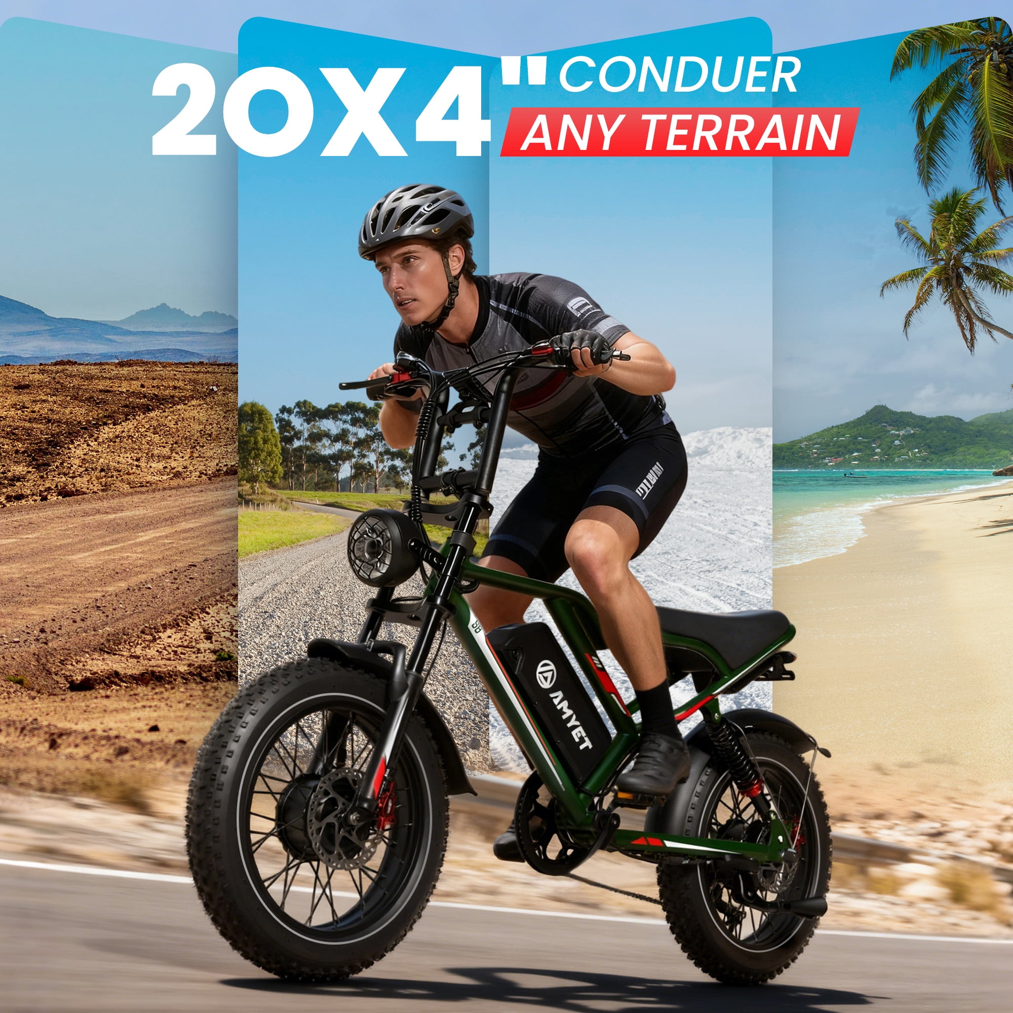 AMYET S8 3000W Peak Dual Motor AWD Electric Bike for Adult, 20" Fat Tire Ebike 48V 25AH 34MPH E-Mountain Bicycle UL2849
