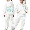 thumbnail image 3 of shqvo Big Girls 2 Piece Sport Outfit Heart Print Pullover Sport Sweatsuits Hoodie Sweatpants Outfits Hoodies Tracksuits for Toddlers Children Teens, 3 of 8