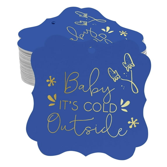 Inkdotpot Pack Of 50 Real Gold Foil Bracket Shape Paper Tags Baby It's Cold Outside Baby Shower Favor Hang Tags